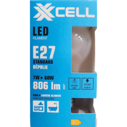 Ampoule LED XXCELL 7W 4000K A60 E27 806 lm globe dépolie