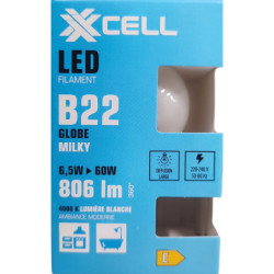 Ampoule LED XXCELL 6.5W 4000K G45 B22 806 lm globe milky
