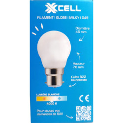 Ampoule LED XXCELL 6.5W 4000K G45 B22 806 lm globe milky