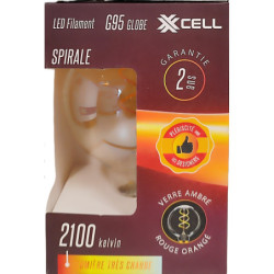 Ampoule LED XXCELL G95 5W 2100K E27 ambre filament incurvé