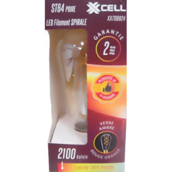 Ampoule LED poire filament incurvé ambré XXCELL 5 W - 260 lumens - 2100 K - E27