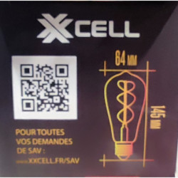 Ampoule LED poire filament incurvé ambré XXCELL 5 W - 260 lumens - 2100 K - E27