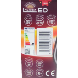 Ampoule LED poire filament incurvé ambré XXCELL 5 W - 260 lumens - 2100 K - E27