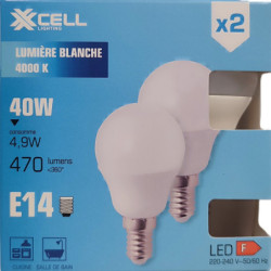 Ampoules LED XXCELL G45 E14 XX500375 4.9W 470lm 4000K (x2)