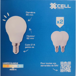 Ampoules LED XXCELL G45 E14 XX500375 4.9W 470lm 4000K (x2)