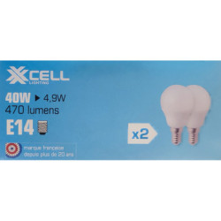 Ampoules LED XXCELL G45 E14 XX500375 4.9W 470lm 4000K (x2)