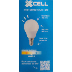 Ampoule LED XXCELL G45 E14 4.9W 470lm 4000K milky