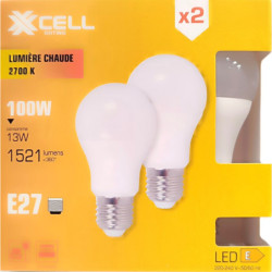 Ampoules LED XXCELL A60 E27 13W 1521lm 2700K milky (x2)