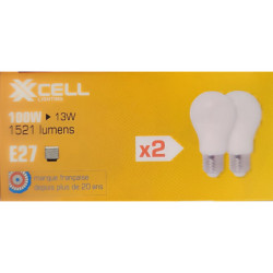Ampoules LED XXCELL A60 E27 13W 1521lm 2700K milky (x2)