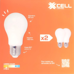 Ampoules LED XXCELL A60 E27 13W 1521lm 2700K milky (x2)