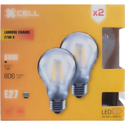Ampoules LED XXCELL A60 E27 7W 806lm 2700K dépolies (x2)