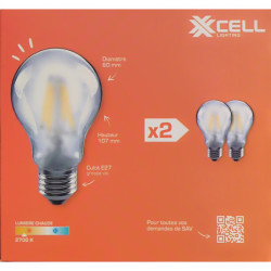 Ampoules LED XXCELL A60 E27 7W 806lm 2700K dépolies (x2)