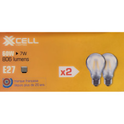 Ampoules LED XXCELL A60 E27 7W 806lm 2700K dépolies (x2)