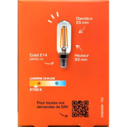 Ampoule LED XXCELL T25 E14 XX501068 4W 470lm 2700K claire