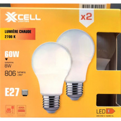 Ampoules LED XXCELL A60 E27 XX500092 8W 806lm 2700K milky (x2)
