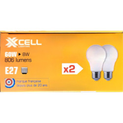 Ampoules LED XXCELL A60 E27 XX500092 8W 806lm 2700K milky (x2)