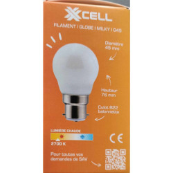 Ampoule LED XXCELL G45 B22 XX501167 6.5W 806lm 2700K milky