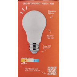 Ampoule LED XXCELL A60 E27 XX500504 4.9W 470lm 2700K milky