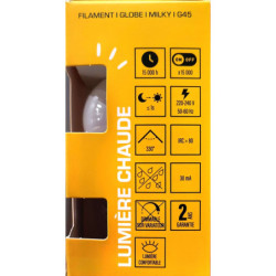 Ampoule LED XXCELL G45 E27 XX500047 4.9W 470lm 2700K milky