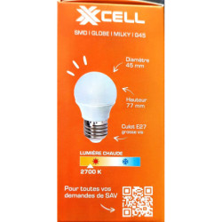 Ampoule LED XXCELL G45 E27 XX500047 4.9W 470lm 2700K milky