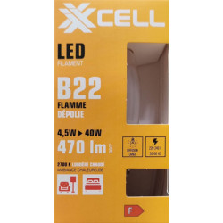 Ampoule LED C35 flamme dépolie XXCELL B22 4.5W 2700K 470lm – XX500115
