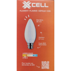 Ampoule LED C35 flamme dépolie XXCELL B22 4.5W 2700K 470lm – XX500115