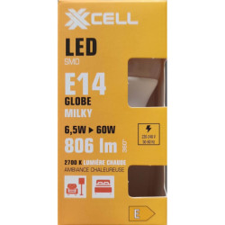 Ampoule LED G45 globe milky XXCELL E14 6.5W 2700K 806lm – XX500184