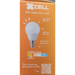Ampoule LED G45 globe milky XXCELL E14 6.5W 2700K 806lm – XX500184