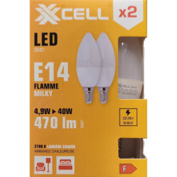 Ampoule LED C35 flamme milky XXCELL E14 4.9W 2700K 470lm – XX500191