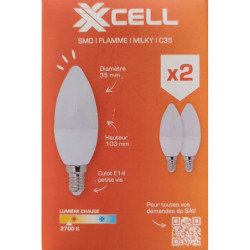 Ampoule LED C35 flamme milky XXCELL E14 4.9W 2700K 470lm – XX500191