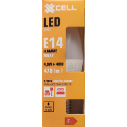 Ampoule LED C35 flamme milky XXCELL E14 4.9W 2700K 470lm – XX500276
