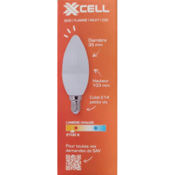 Ampoule LED C35 flamme milky XXCELL E14 4.9W 2700K 470lm – XX500276