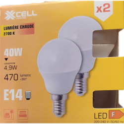 Ampoule LED G45 globe milky XXCELL E14 4.9W 2700K 470lm – XX500283