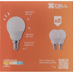 Ampoule LED G45 globe milky XXCELL E14 4.9W 2700K 470lm – XX500283