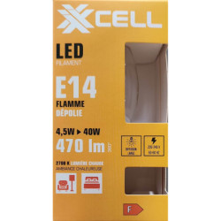 Ampoule LED C35 flamme dépolie XXCELL E14 4.5W 2700K 470lm – XX500368