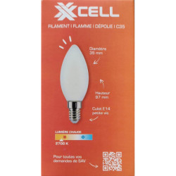 Ampoule LED C35 flamme dépolie XXCELL E14 4.5W 2700K 470lm – XX500368