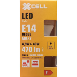 Ampoule LED G45 globe milky XXCELL E14 4.9W 2700K 470lm – XX500405