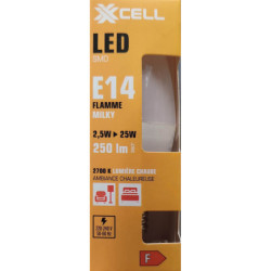 Ampoule LED C35 flamme milky XXCELL E14 2.5W 2700K 250lm – XX501273