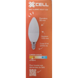 Ampoule LED C35 flamme milky XXCELL E14 2.5W 2700K 250lm – XX501273