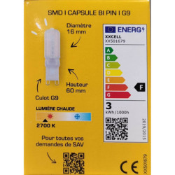 Ampoule LED G9 XXCELL 3.3W 2700K 330lm capsule – XX501679
