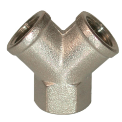 Cavalier en laiton nickelé RAC Y - 3 x 1/4 Femelle Lacme