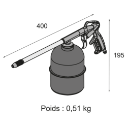 Pistolet pulvérisateur universel 1L Lacmé tuyau Ø 6 - 8 mm 3.5 bar