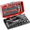 Coffret cliquet et douilles 1/4' manche rotatif 38 pièces Facom