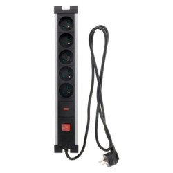 Bloc parafoudre Zenitech 5×16A avec interrupteur – Noir