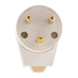 Fiche mâle coudée 20A 2P+T blanche Zenitech