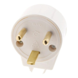 Fiche mâle coudée 20A 2P+T blanche Zenitech