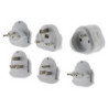 Lot de 6 adaptateurs de voyage 5 prises mâles + 100 pays - Blanc - Zenitech