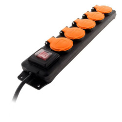 Bloc étanche IP44 5 prises 16A 2P+T Zenitech Clapets + interrupteur