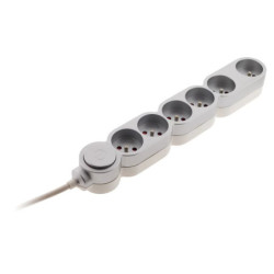 Bloc multiprise Zenitech 6 prises 16A avec interrupteur silver