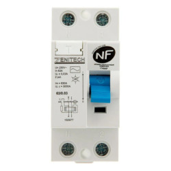 Interrupteur différentiel 30mA Type AC NF - Zenitech 63/2 A